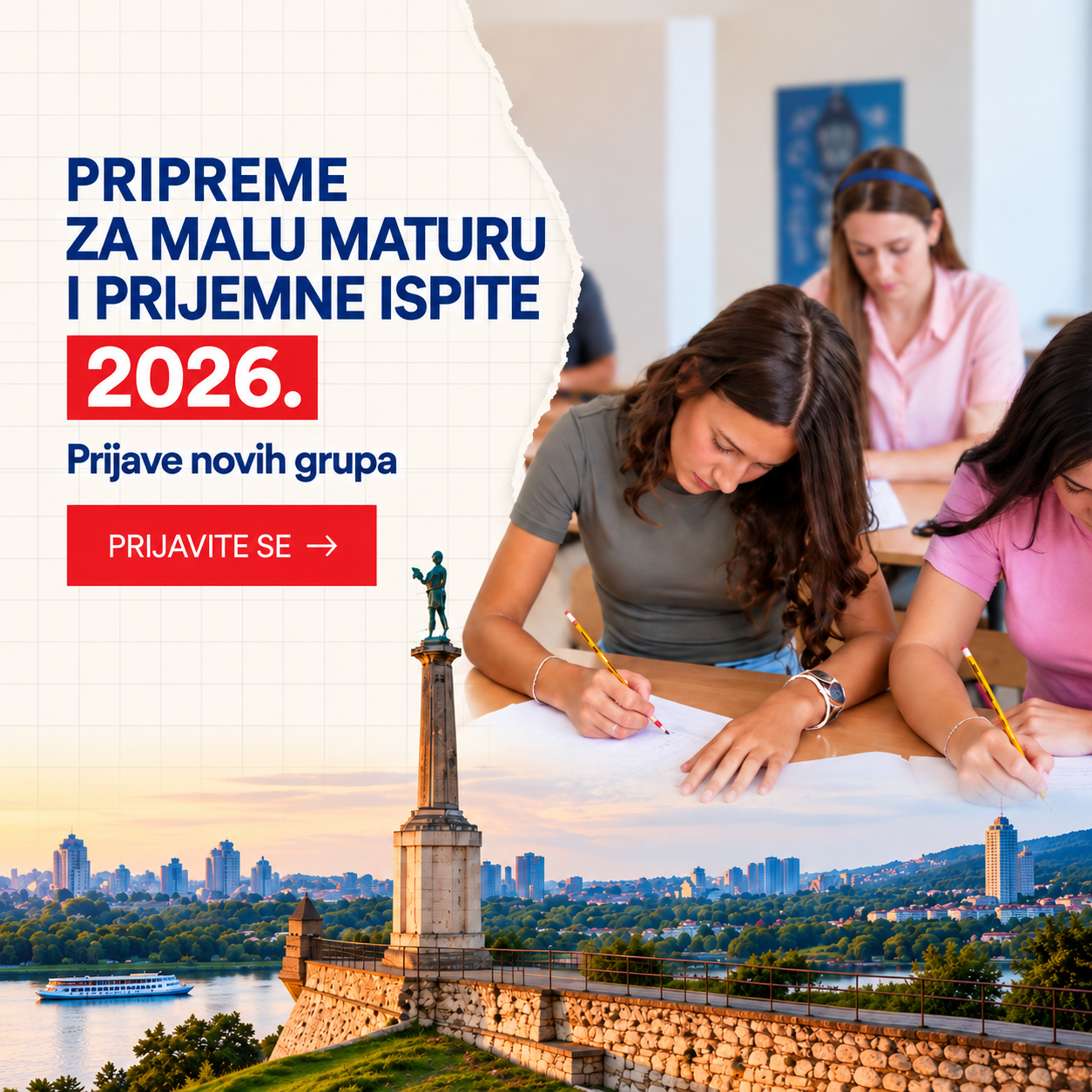 Pripreme za malu maturu i prijemne ispite 2026. Početak novih grupa u oktobru.
